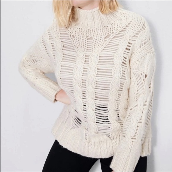 NWT 🤍 CABLE KNIT SWEATER Zara Sz S - Picture 3 of 11